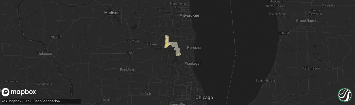 Hail map in Trevor, WI on September 20, 2025