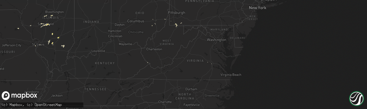 Hail map in Virginia on September 20, 2025