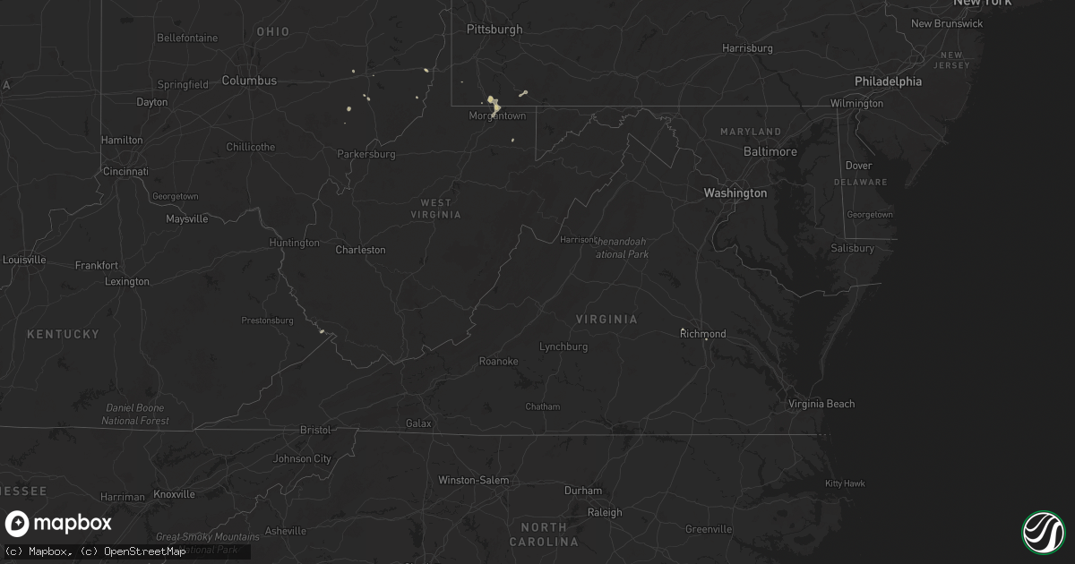 Hail map in Virginia on September 20, 2025