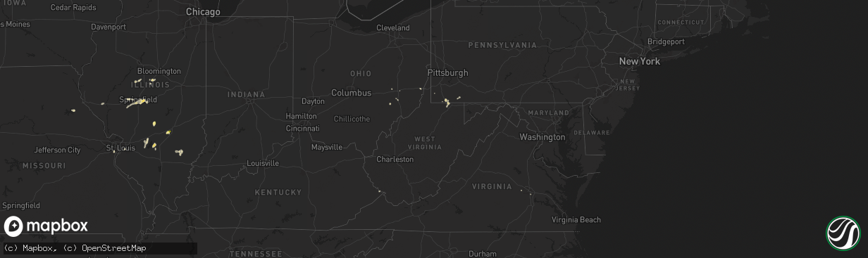 Hail map in West Virginia on September 20, 2025