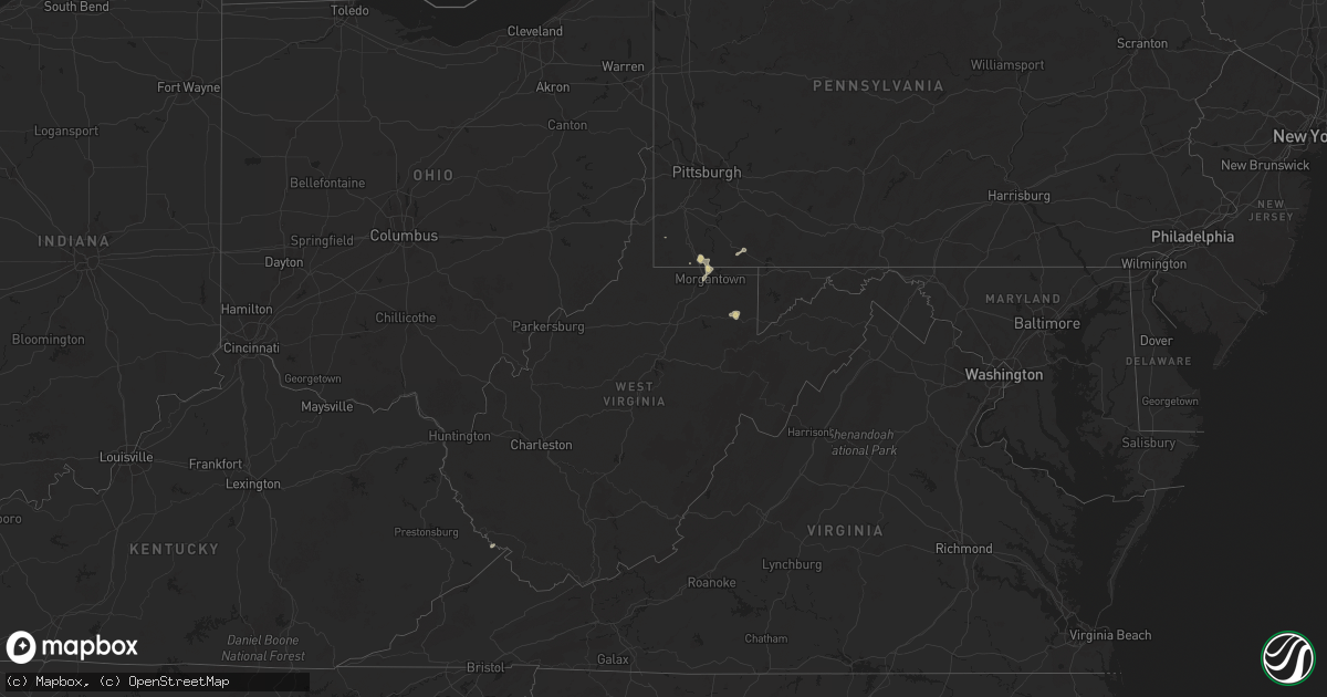 Hail map in West Virginia on September 20, 2025