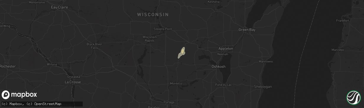 Hail map in Wild Rose, WI on September 20, 2025