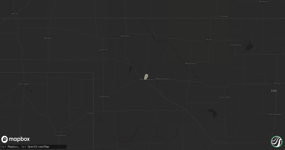 Hail map in Woodward, OK on September 20, 2025