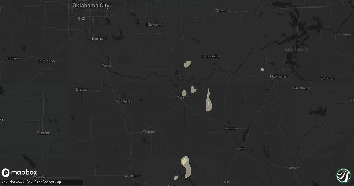 Hail map in Ada, OK on September 20, 2026