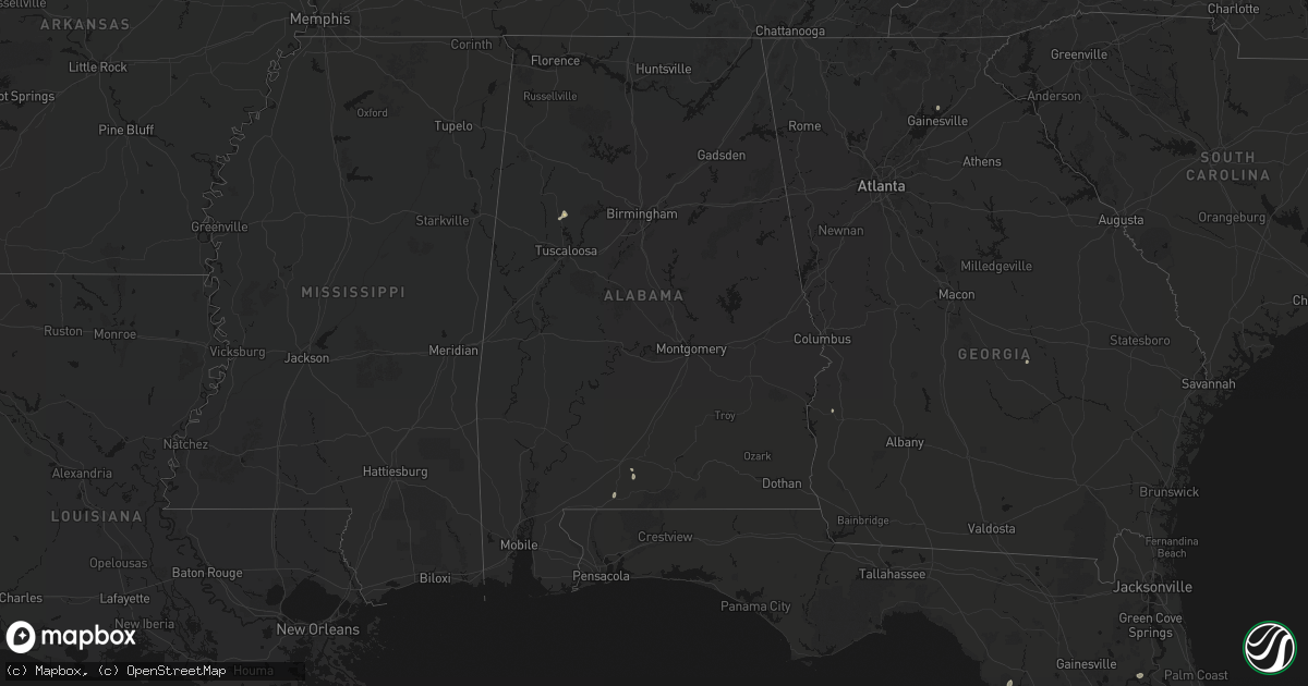 Hail map in Alabama on September 20, 2026