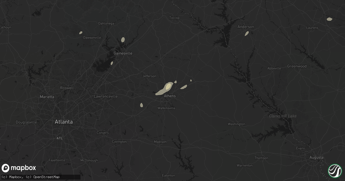 Hail map in Athens, GA on September 20, 2026