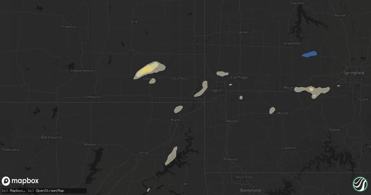 Hail map in Baxter Springs, KS on September 20, 2026