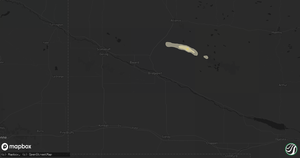 Hail map in Bridgeport, NE on September 20, 2026