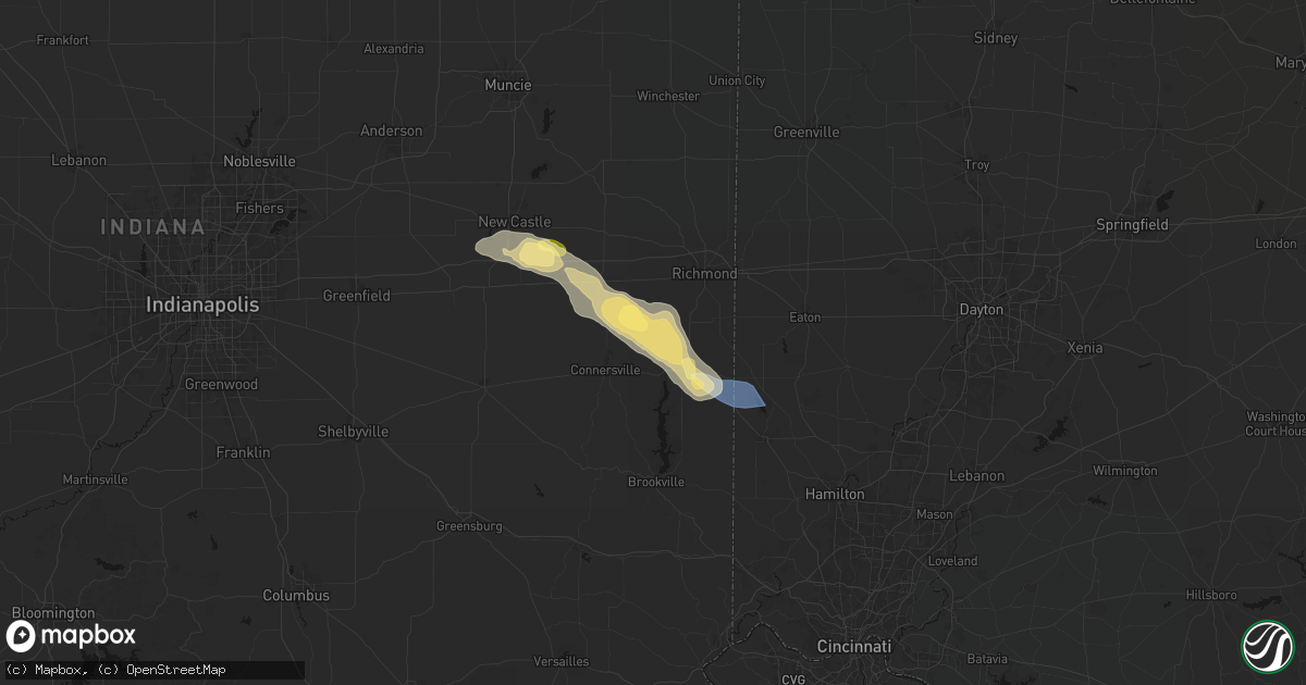 Hail map in Brownsville, IN on September 20, 2026