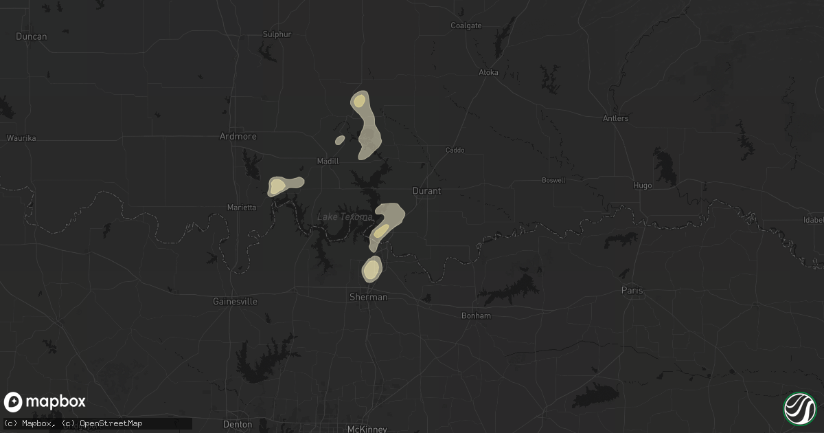 Hail map in Calera, OK on September 20, 2026