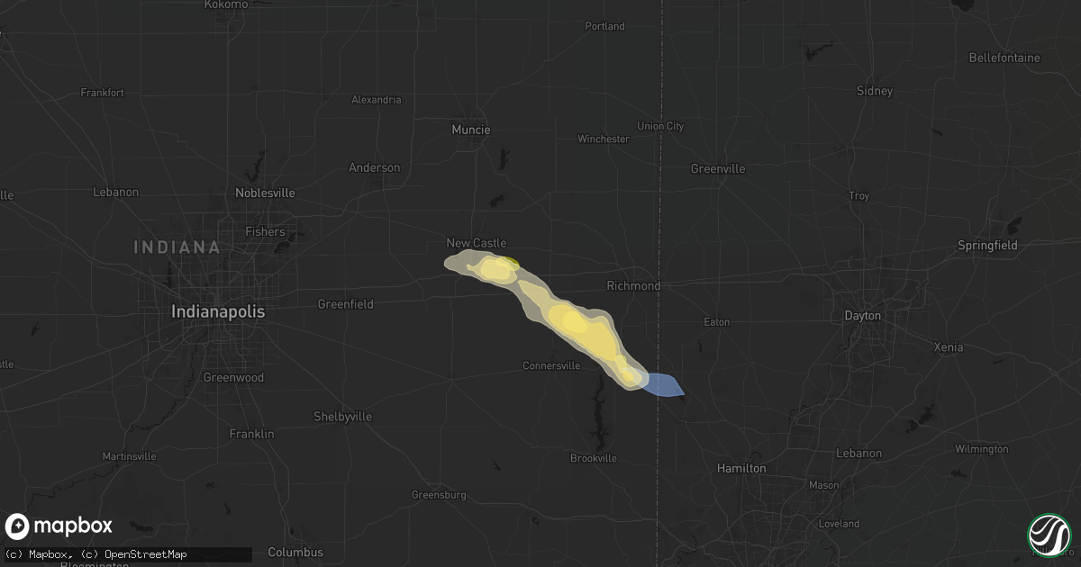 Hail map in Cambridge City, IN on September 20, 2026