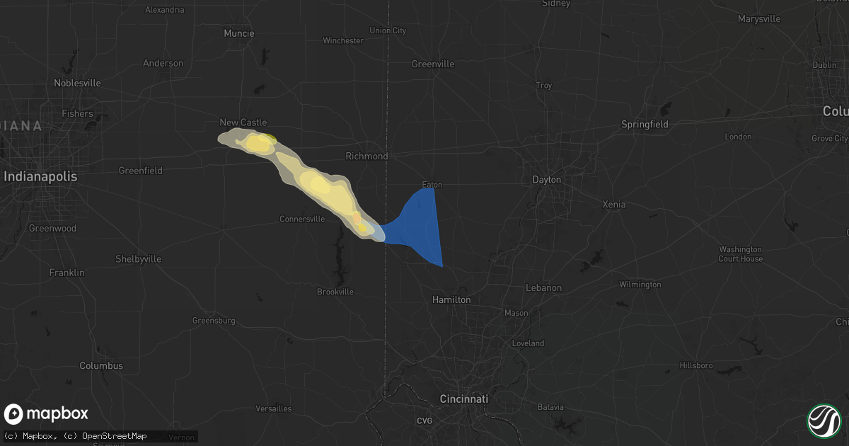 Hail map in Camden, OH on September 20, 2026