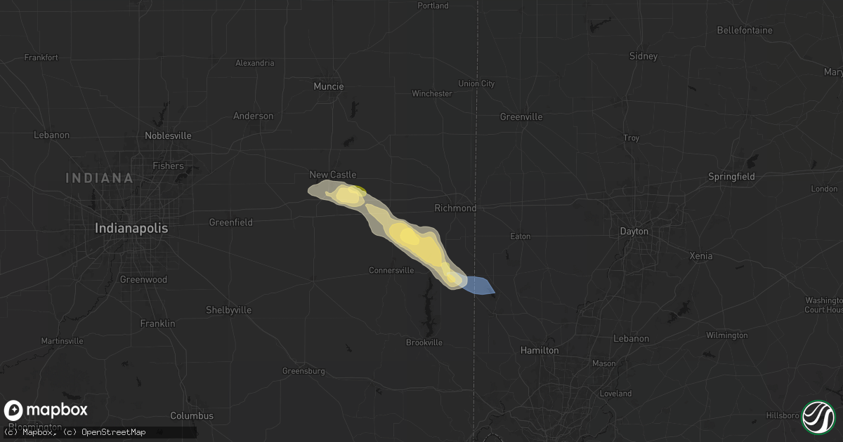 Hail map in Centerville, IN on September 20, 2026