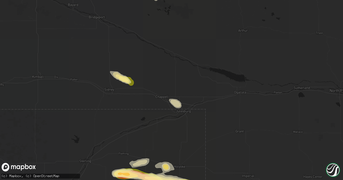 Hail map in Chappell, NE on September 20, 2026