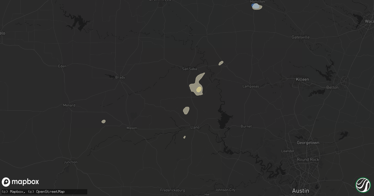 Hail map in Cherokee, TX on September 20, 2026