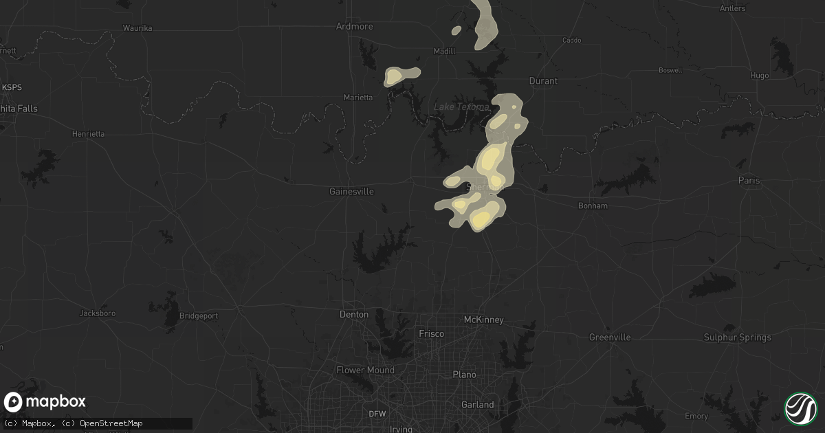 Hail map in Collinsville, TX on September 20, 2026