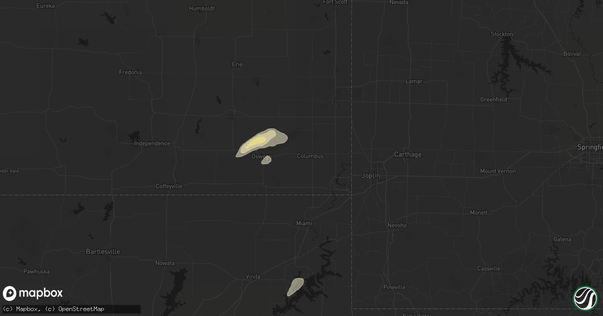 Hail map in Columbus, KS on September 20, 2026