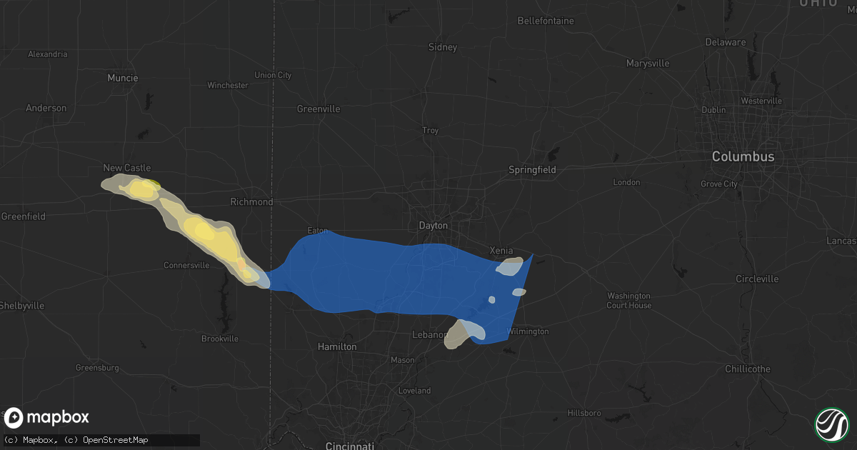 Hail map in Dayton, OH on September 20, 2026