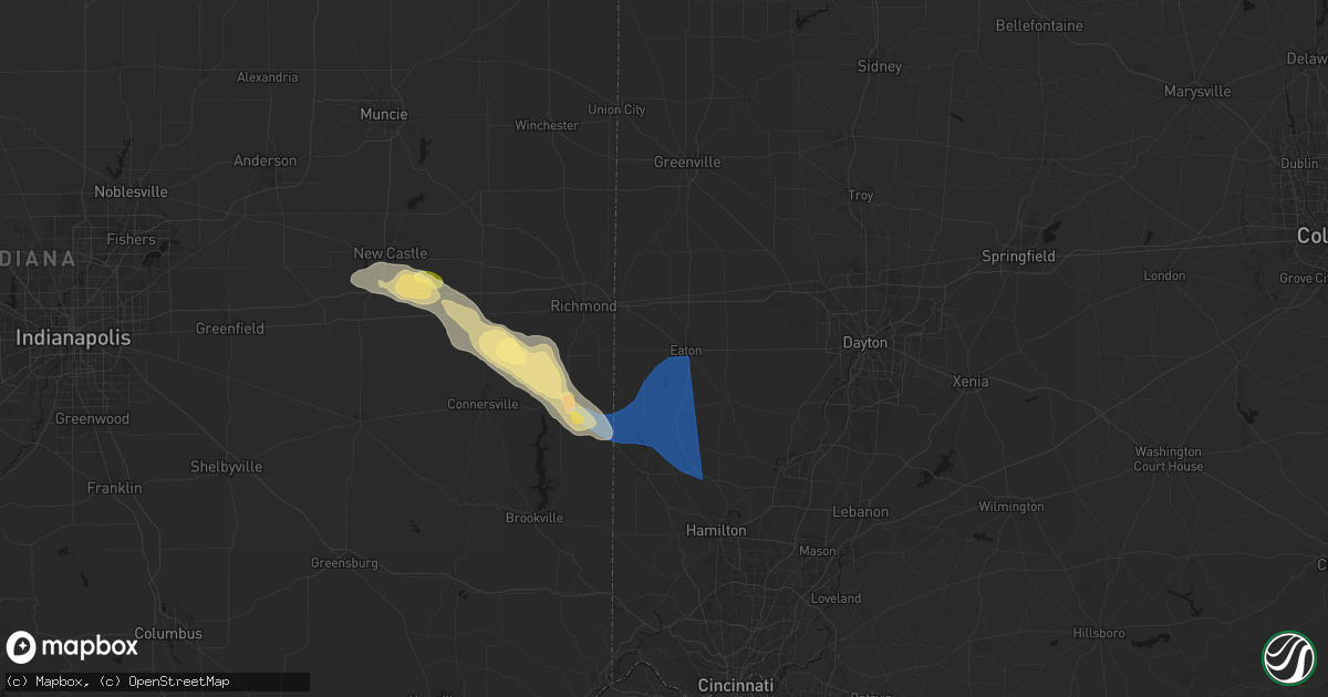 Hail map in Eaton, OH on September 20, 2026