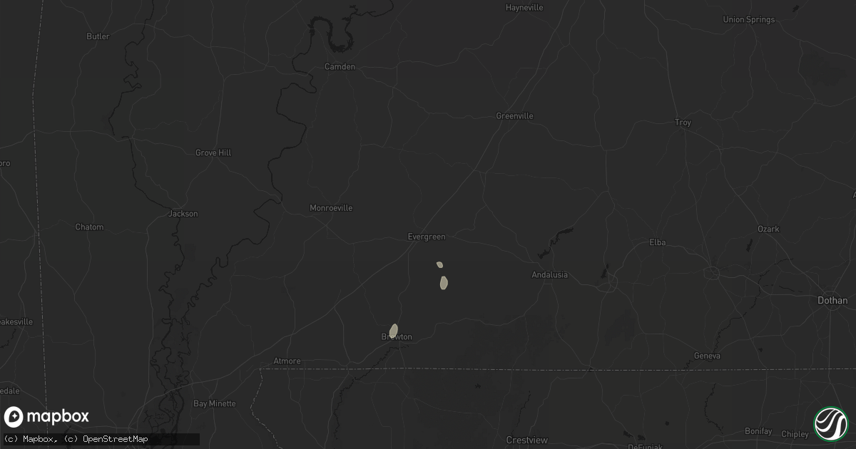 Hail map in Evergreen, AL on September 20, 2026