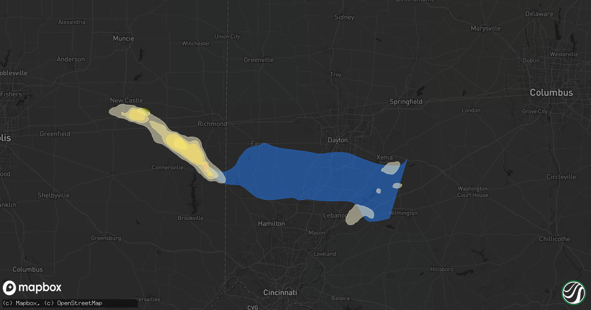 Hail map in Farmersville, OH on September 20, 2026