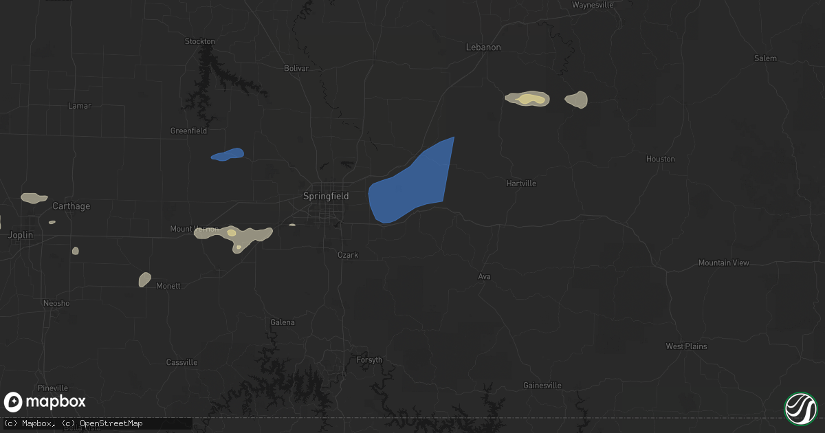 Hail map in Fordland, MO on September 20, 2026