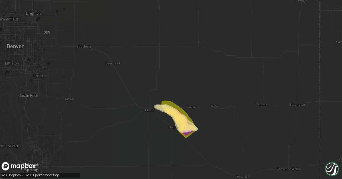 Hail map in Genoa, CO on September 20, 2026