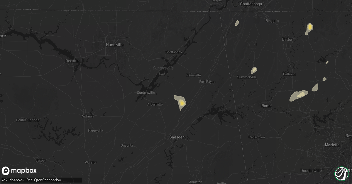 Hail map in Geraldine, AL on September 20, 2026