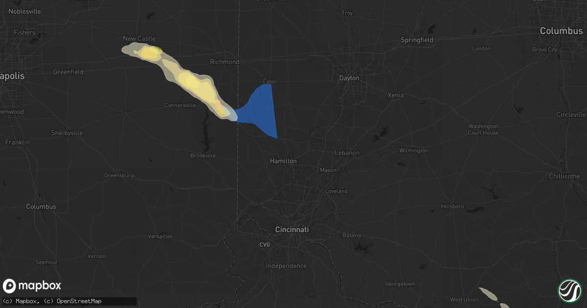 Hail map in Hamilton, OH on September 20, 2026