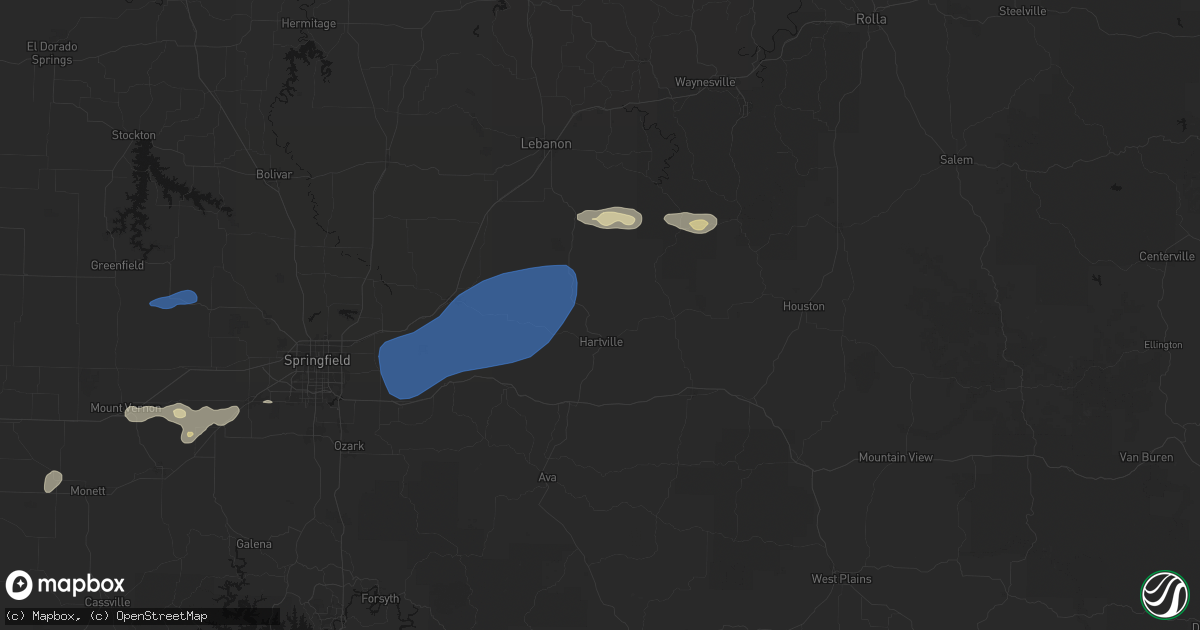 Hail map in Hartville, MO on September 20, 2026