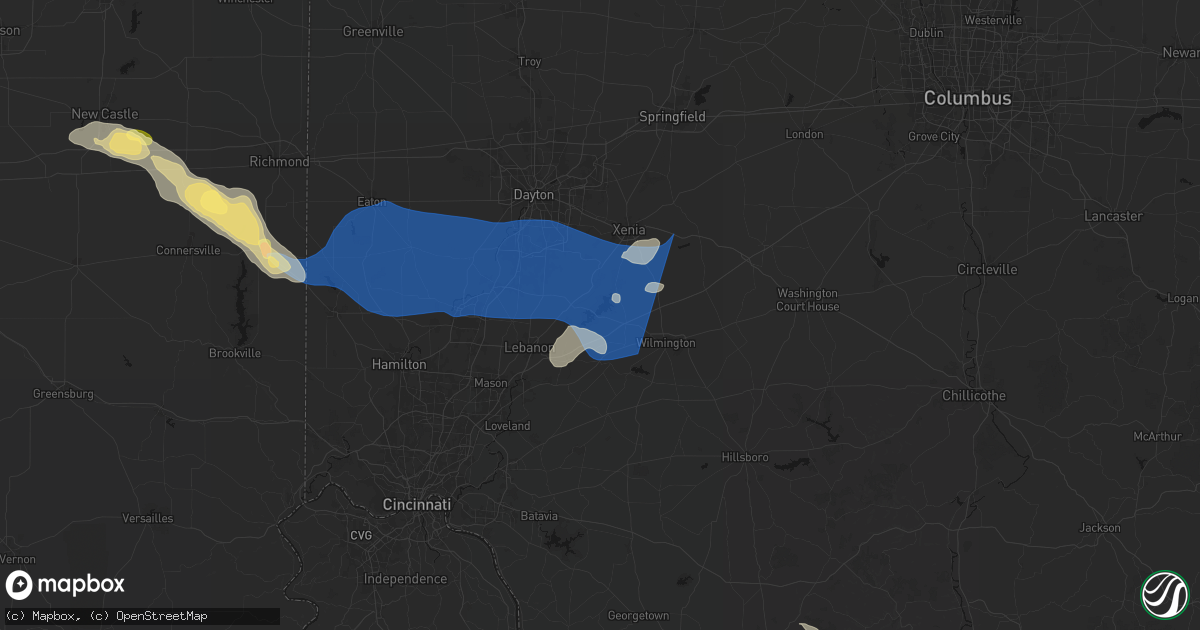 Hail map in Harveysburg, OH on September 20, 2026