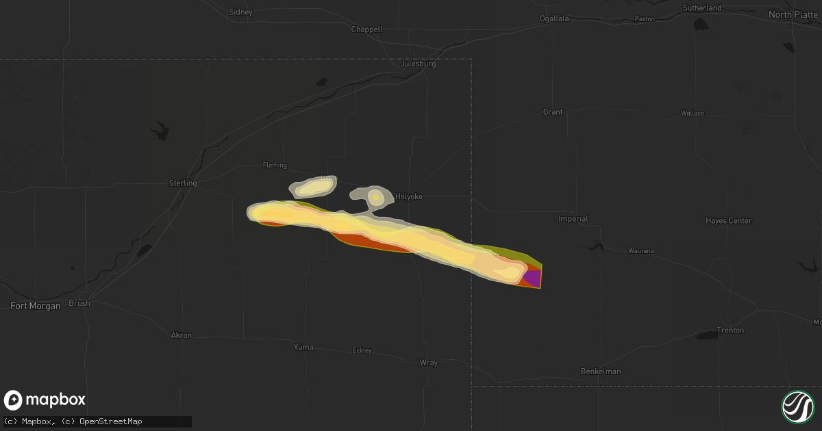 Hail map in Holyoke, CO on September 20, 2026