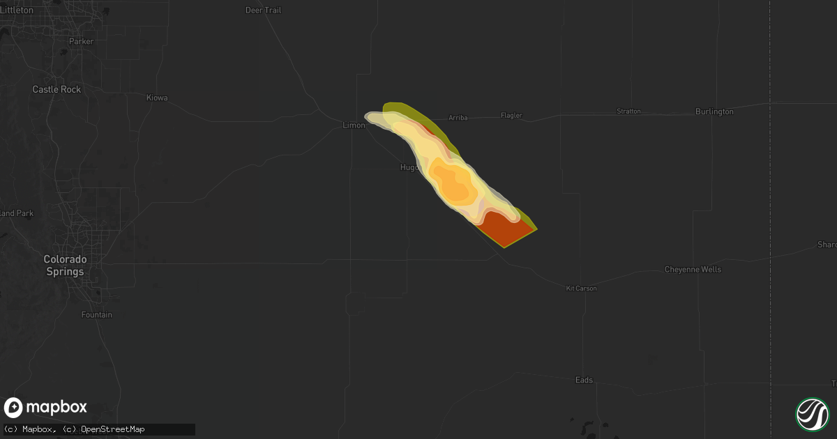 Hail map in Hugo, CO on September 20, 2026