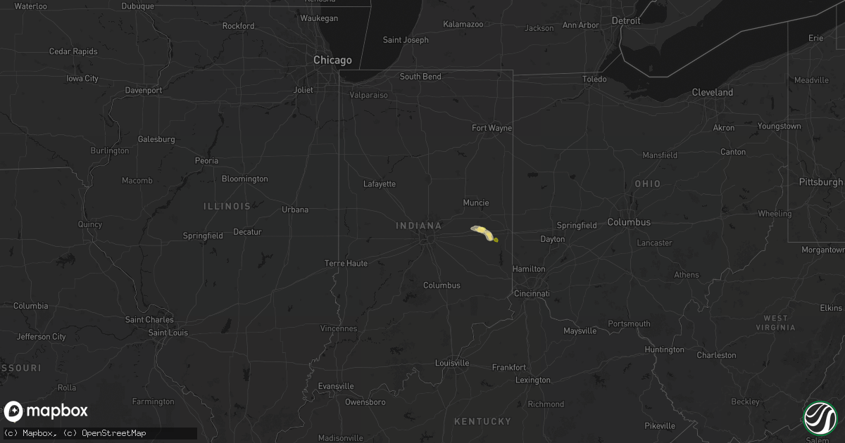 Hail map in Indiana on September 20, 2026