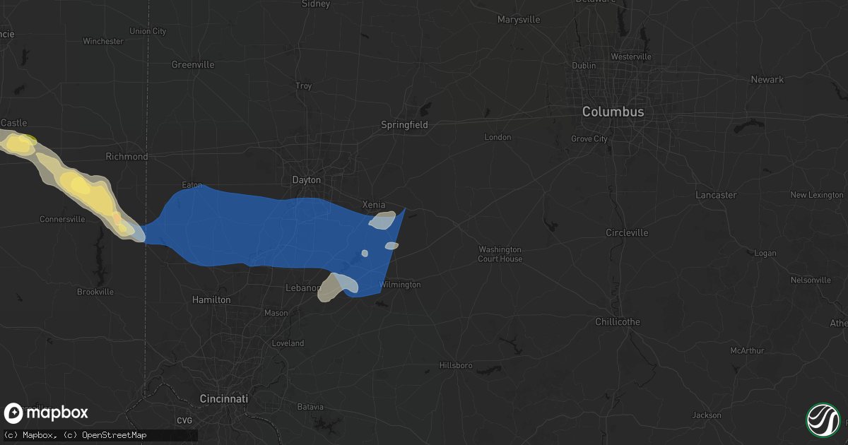 Hail map in Jamestown, OH on September 20, 2026
