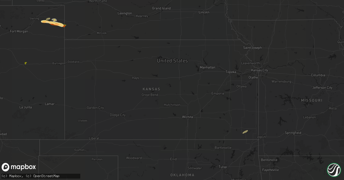 Hail map in Kansas on September 20, 2026