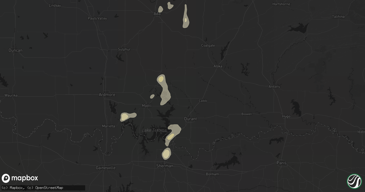 Hail map in Kenefic, OK on September 20, 2026