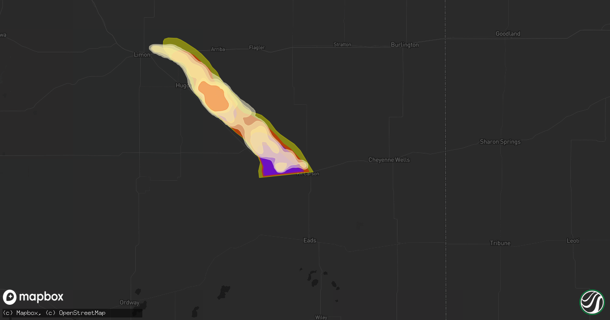 Hail map in Kit Carson, CO on September 20, 2026