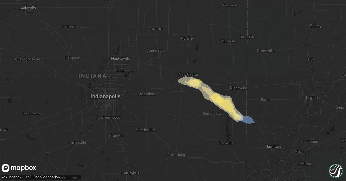 Hail map in Knightstown, IN on September 20, 2026