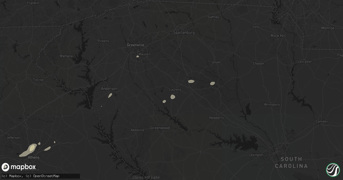 Hail map in Laurens, SC on September 20, 2026