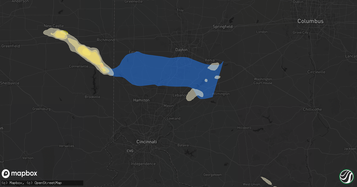 Hail map in Lebanon, OH on September 20, 2026
