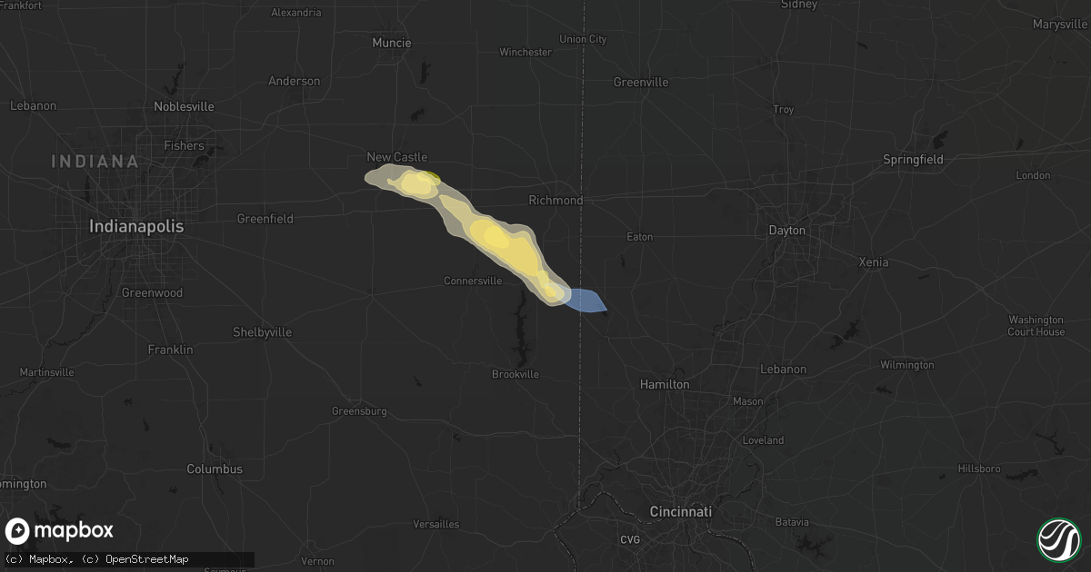 Hail map in Liberty, IN on September 20, 2026