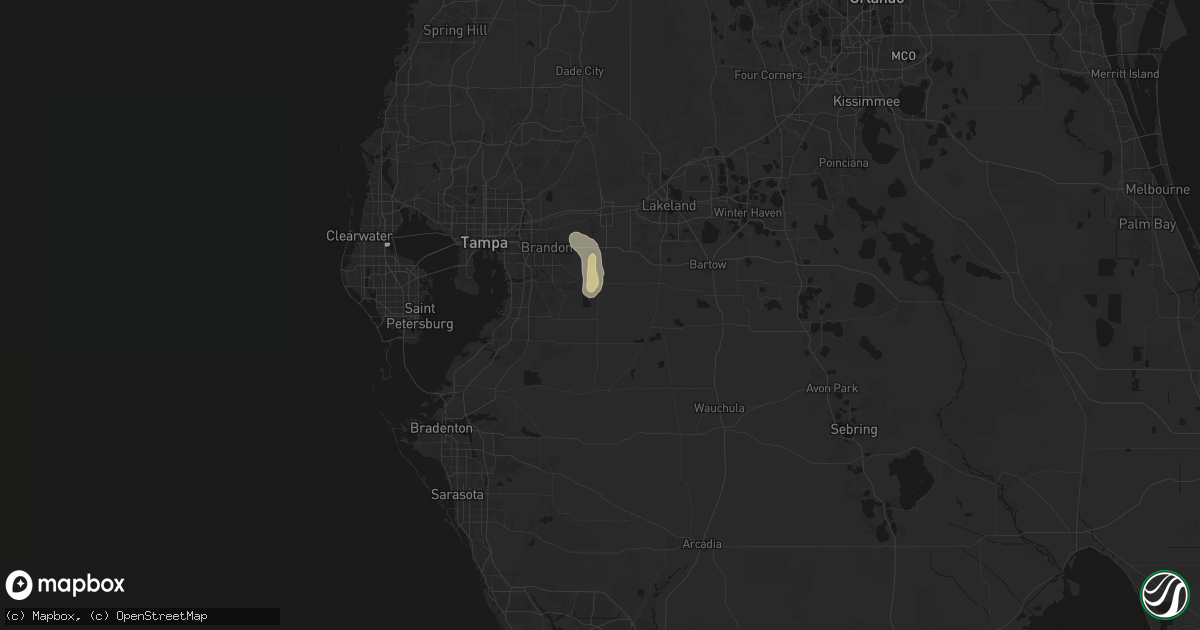 Hail map in Lithia, FL on September 20, 2026