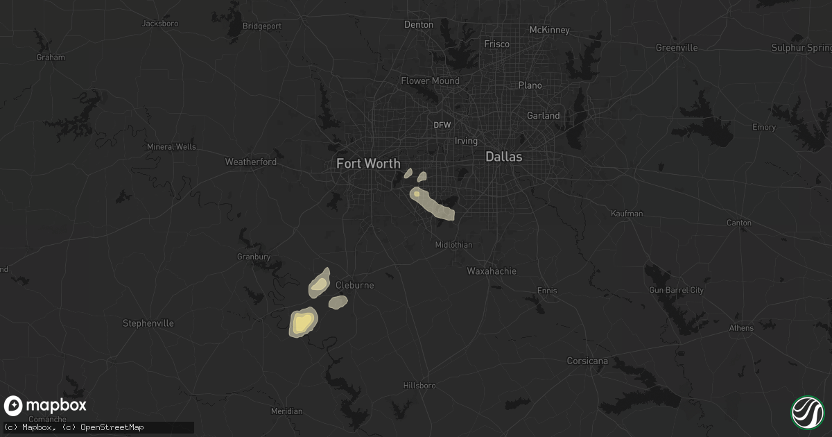 Hail map in Mansfield, TX on September 20, 2026