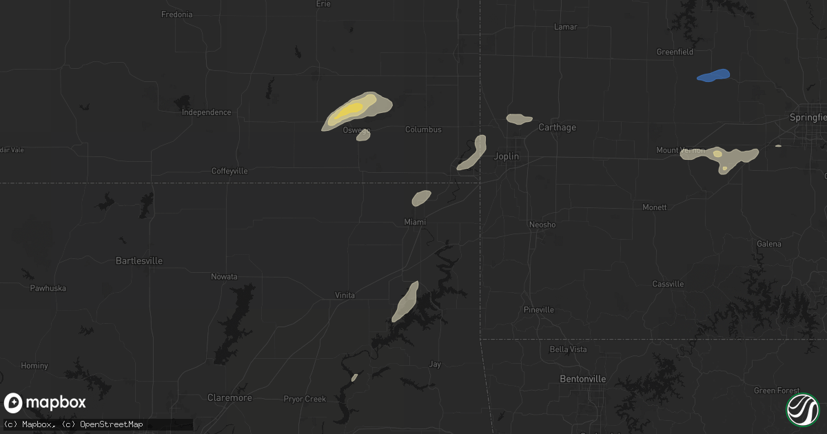Hail map in Miami, OK on September 20, 2026