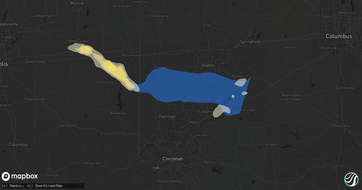Hail map in Middletown, OH on September 20, 2026