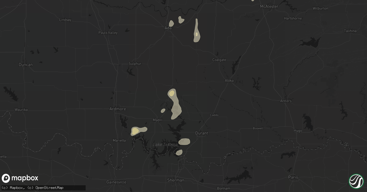 Hail map in Milburn, OK on September 20, 2026