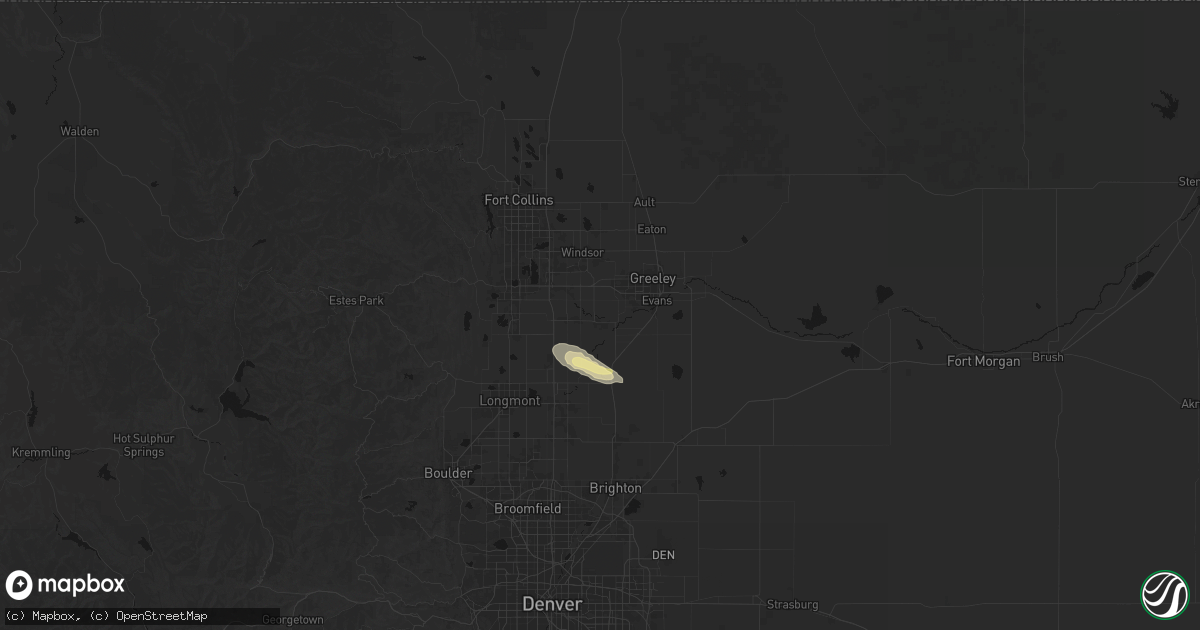 Hail map in Milliken, CO on September 20, 2026