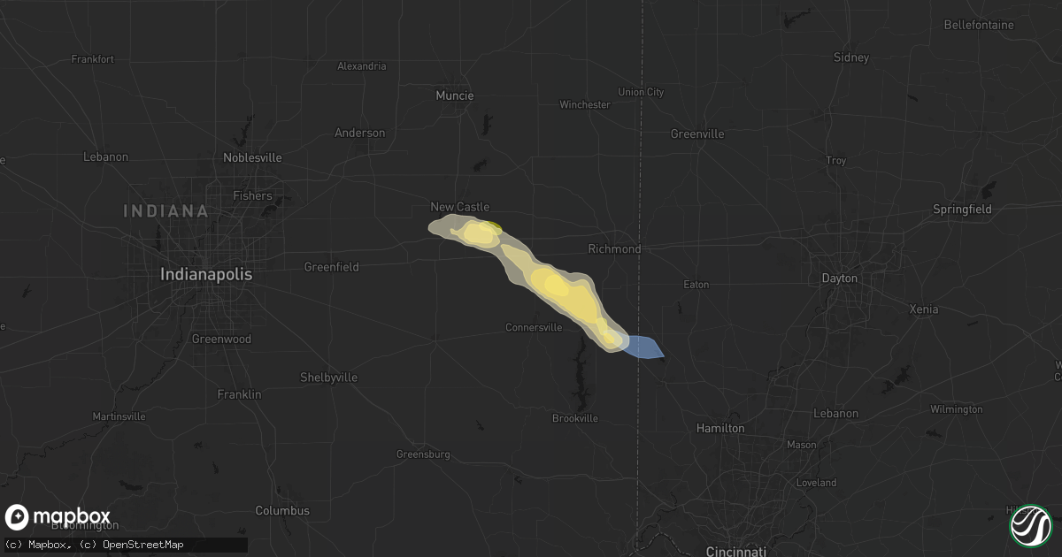 Hail map in Milton, IN on September 20, 2026