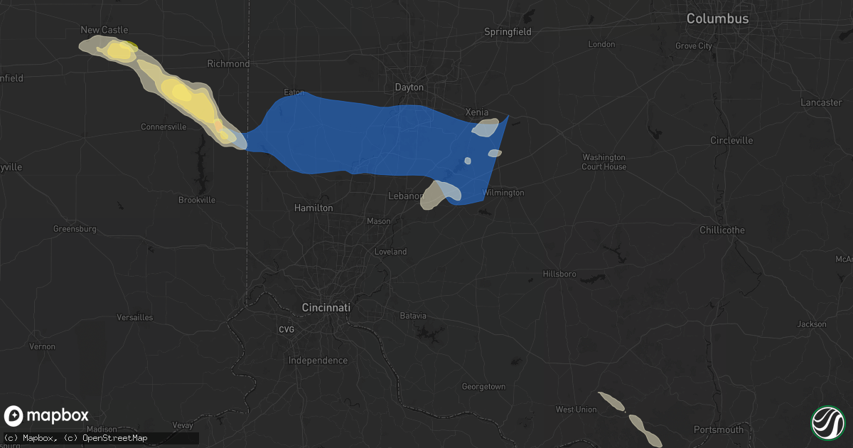 Hail map in Morrow, OH on September 20, 2026